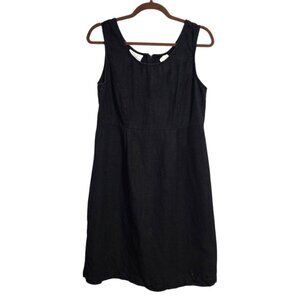 STUDIO EASE Black 100% Linen Sleeveless Midi Dress Minimalist Lagenlook‎ Size 10